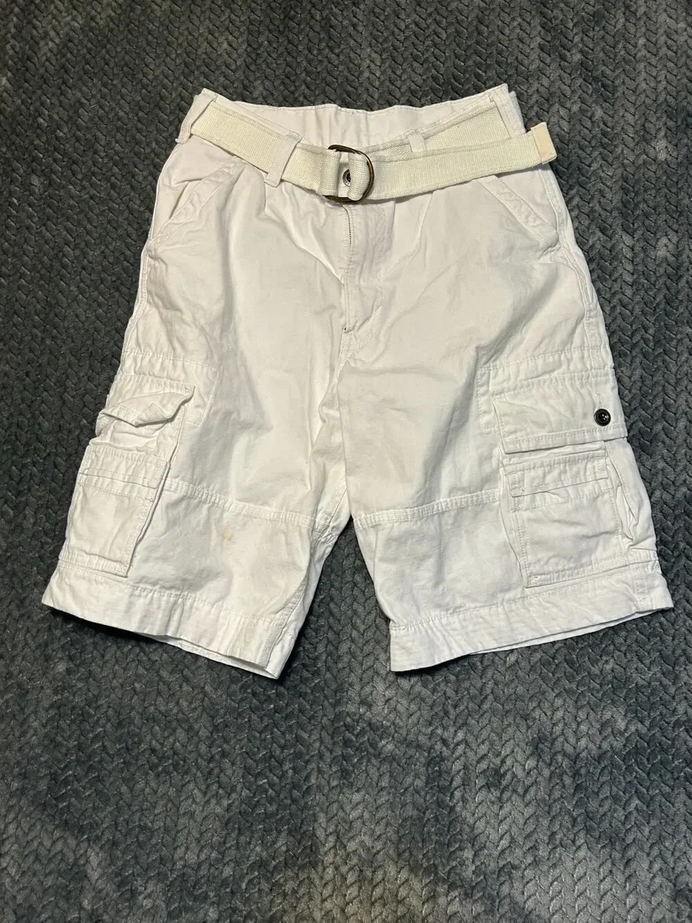 Levi's Squad Cargo Shorts Men's 30 White Utility Pockets Waist Belted Streetwear